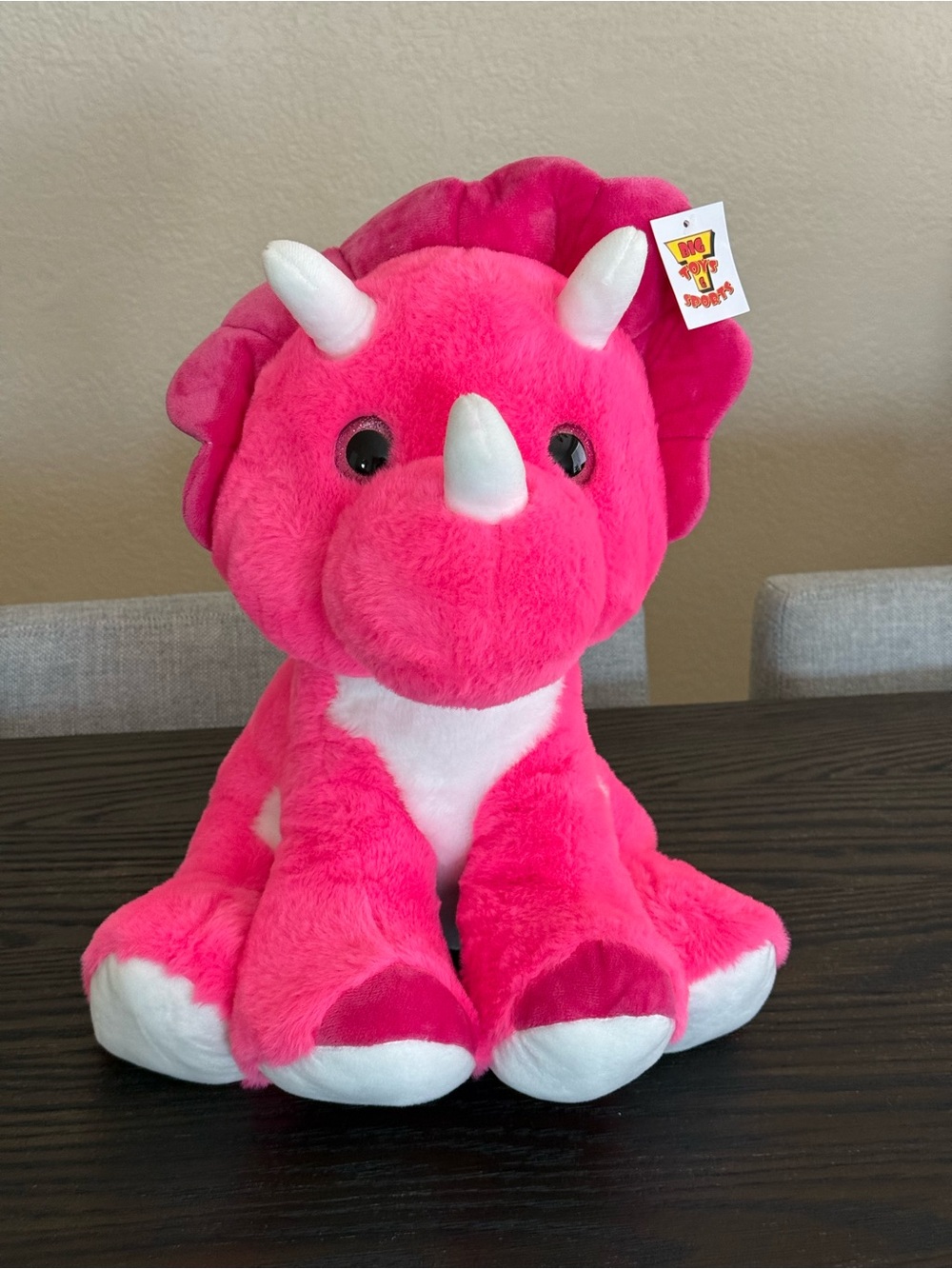 Big Toys Sports Pink Triceratops Dinosaur Plush 16” NWT Stuffed Animal